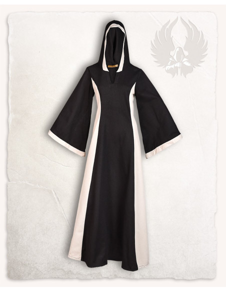 Vestido medieval preto creme com...
