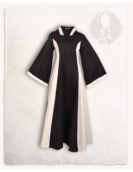 Vestido medieval preto creme com...
