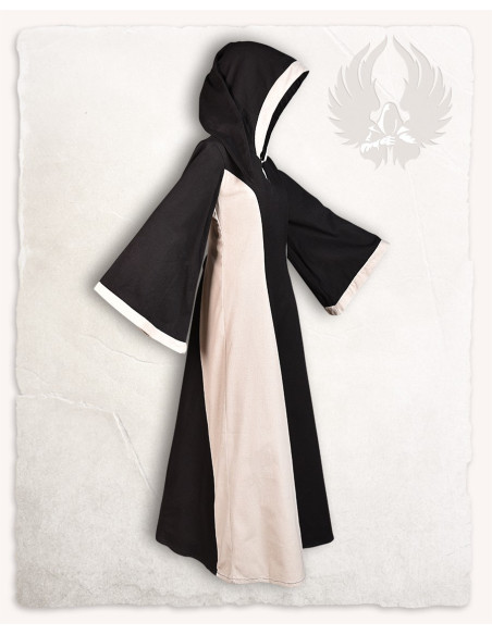 Vestido medieval preto creme com...