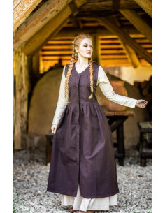 Arlette vestido medieval sem mangas, cor marrom 2