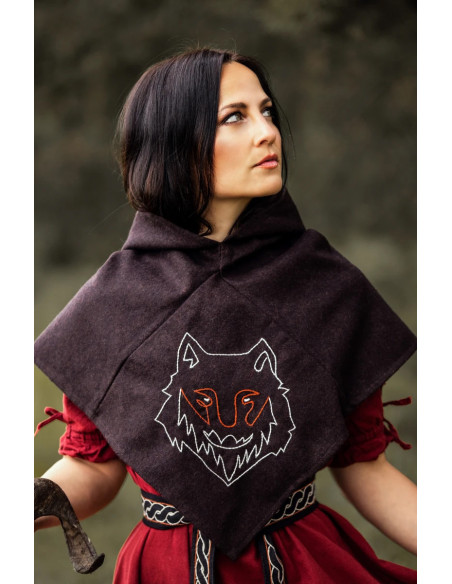 Gugel viking lobo de cabeça marrom...