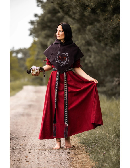 Gugel viking lobo de cabeça marrom...