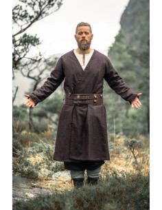 Túnica Viking aberta em lã, modelo Balder, marrom