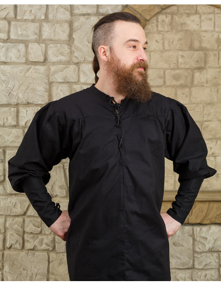 Camisa medieval com gravatas modelo...