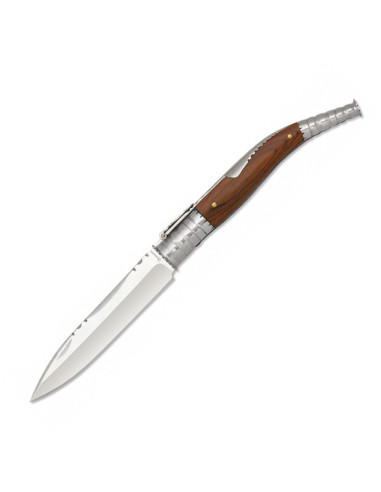 Canivete clássico com abertura de catraca, cabo de madeira e alumínio