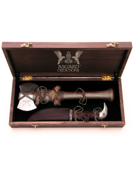 Conjunto de machado e faca Viking com...