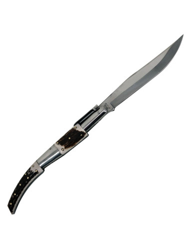 Canivete de bolso com catraca árabe, cabo de chifre de veado