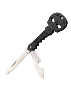 Chaveiro de caveira, faca e abridor de garrafa preto