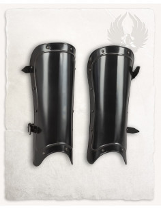 Modelo de grevas medievais de metal Georg, acabamento escuro 2