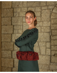 Cinto medieval com 5 bolsos modelo Borchard cor bordô