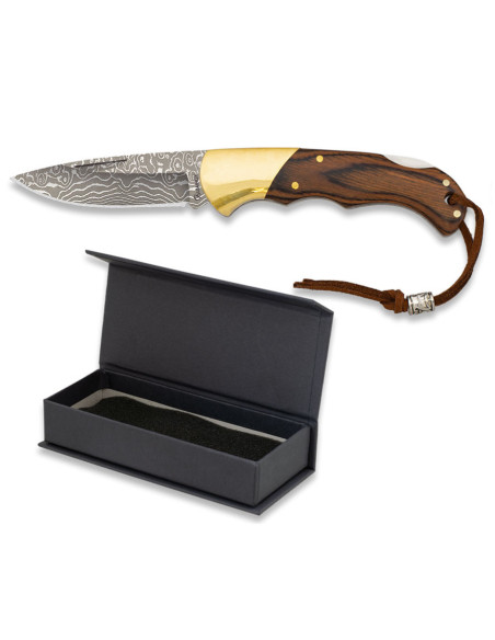 Faca de caça Lâmina de aço Damasco,...