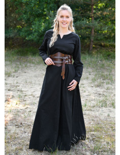 Vestido medieval Milla Ligero para mulher, preto