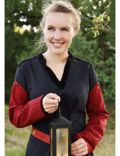 Mangas de vestidos medievais com alfinetes, vinho tinto... 2