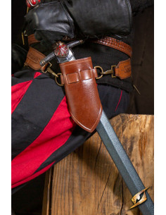 Tahalí com argolas para espadas rombas - Castanho