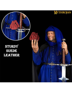 Bolsa medieval para recreações, ouro e dados - vinho tinto 2