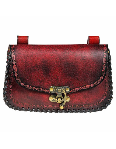 Bolsa do Feiticeiro Medieval, tipo pochete, em couro - Garnet