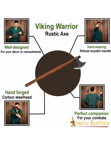 Machado Viking longo com cabeça de...