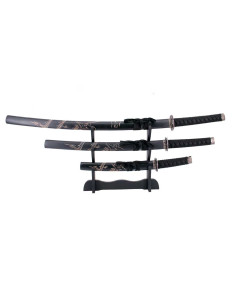 Conjunto de Katana, Wakizashi e Tanto com Suporte:...