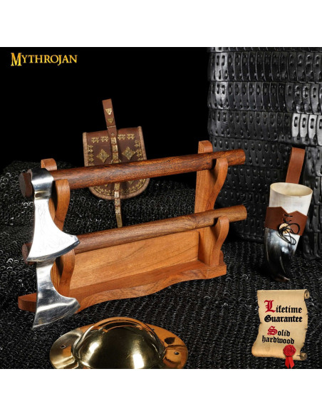 Suporte de mesa de madeira para 2 armas