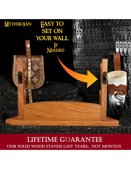 Suporte de mesa de madeira para 2 armas