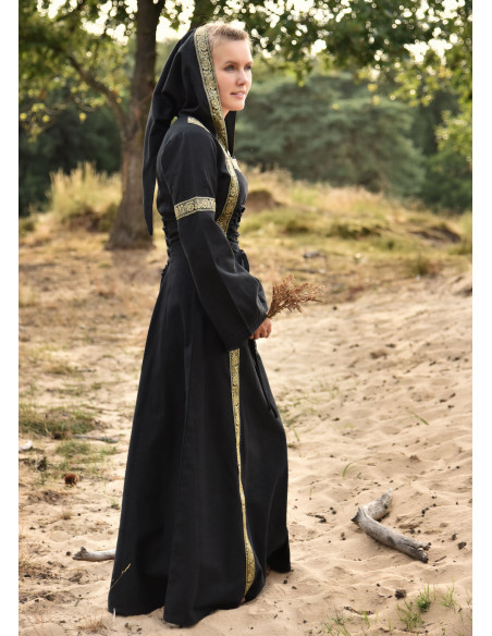 Vestido medieval Leonor em preto com...