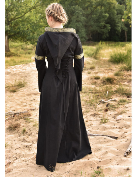 Vestido medieval Leonor em preto com...