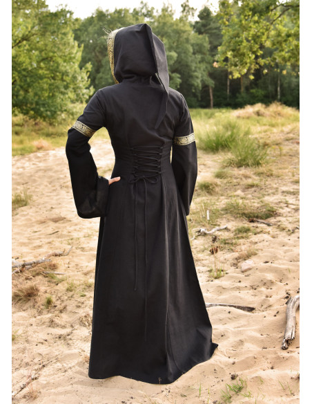 Vestido medieval Leonor em preto com...