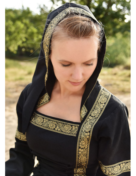 Vestido medieval Leonor em preto com...