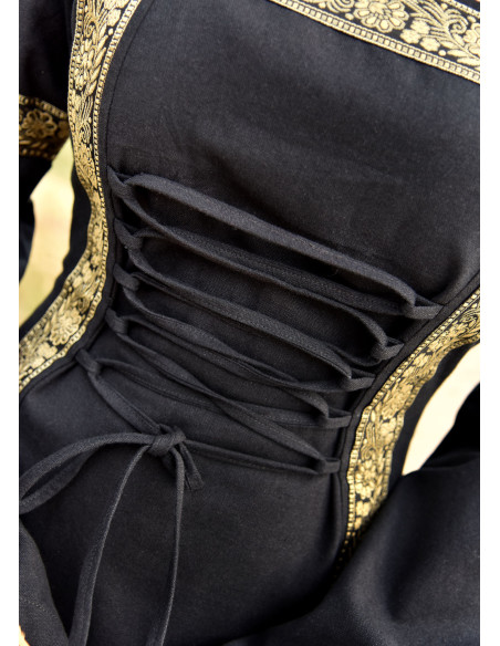 Vestido medieval Leonor em preto com...