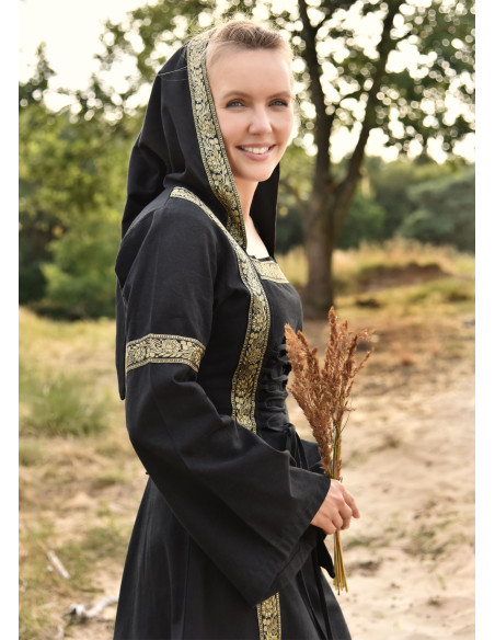 Vestido medieval Leonor em preto com...