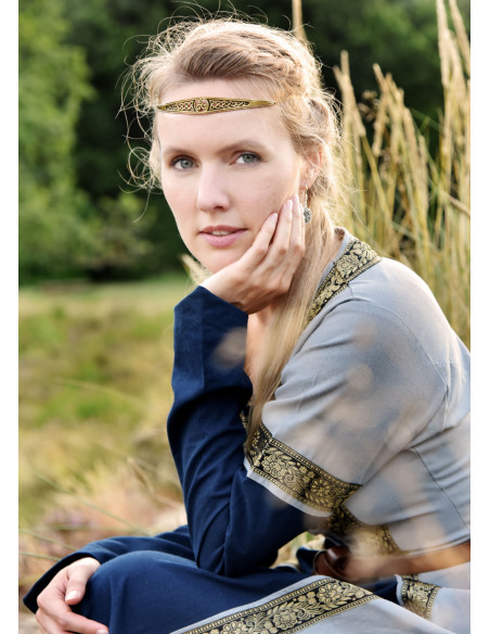 Vestido Medieval Leonor em azul-cinza