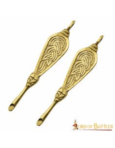 Conjunto de 2 limpadores de ouvido em latão viking