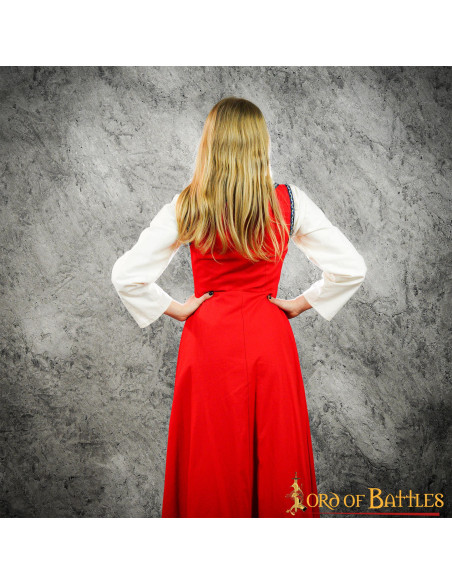 Brial medieval vermelho com atacadores