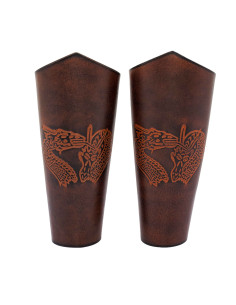 Pulseiras Dragon Fantasy em couro estampado, marrom