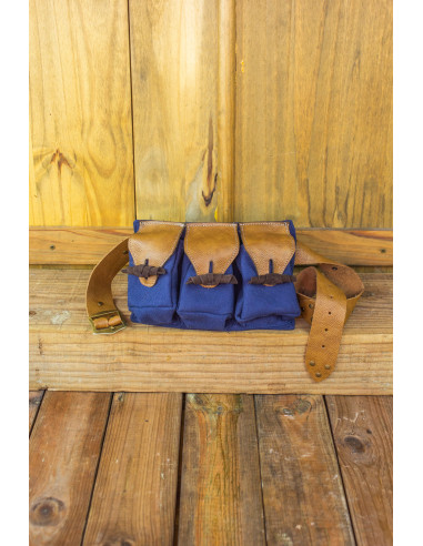 Conjunto de 3 bolsas, tipo pochete, com cinto Duero - Azul