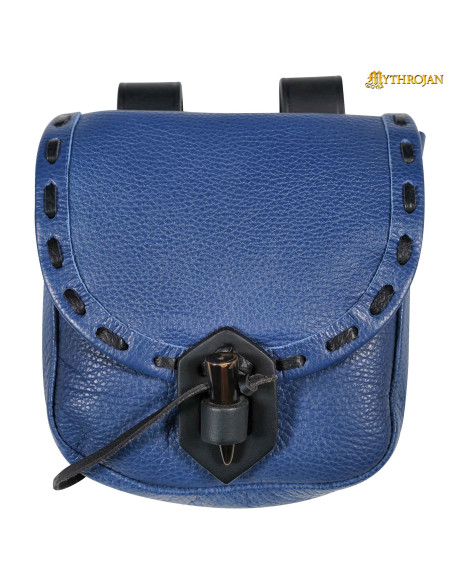 Bolsa medieval em couro azul com...