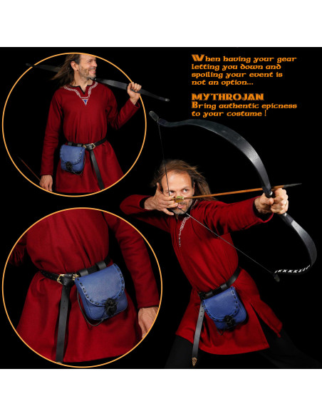 Bolsa medieval em couro azul com...