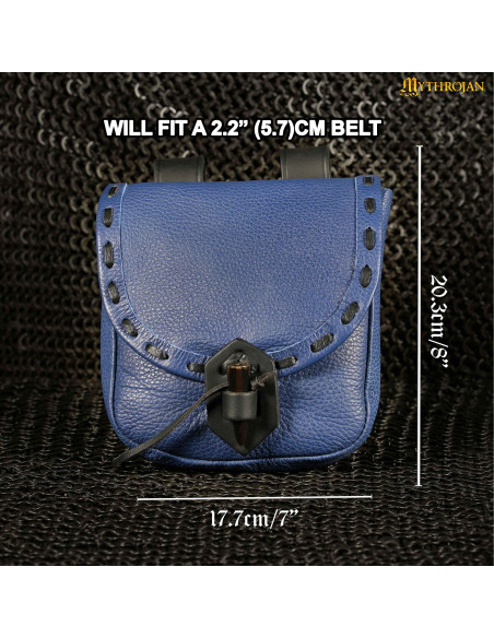 Bolsa medieval em couro azul com...