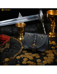 Bolsa medieval preta, tipo pochete, para recreacionistas... 2