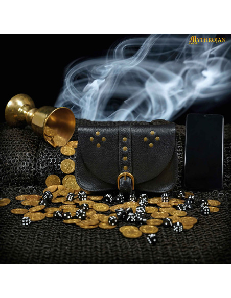 Bolsa medieval marrom, tipo pochete,...