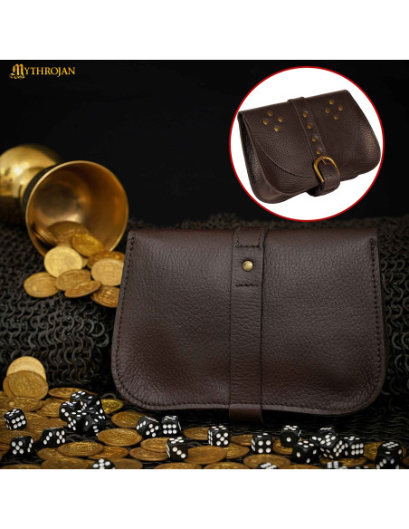 Bolsa medieval marrom, tipo pochete,...