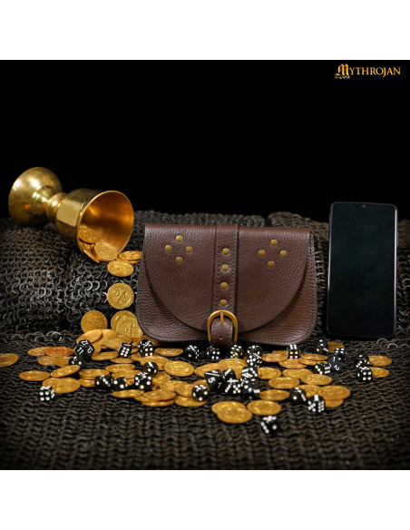 Bolsa medieval marrom, tipo pochete,...
