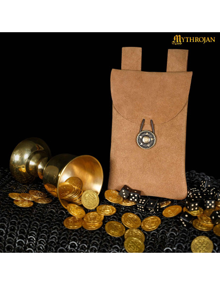 Bolsa medieval marrom, tipo pochete,...