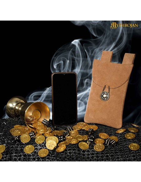 Bolsa medieval marrom, tipo pochete,...