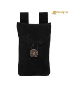 Bolsa medieval preta, tipo pochete, para recreacionistas (18,2 x 11,9 cm.)