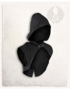 Capa de ombro com capuz medieval Galatea - preta