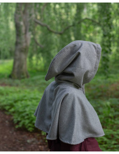 Protetor de ombro medieval Notker com capuz - cinza 2