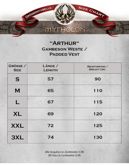 Gambeson medieval Arthur Red sobre tela