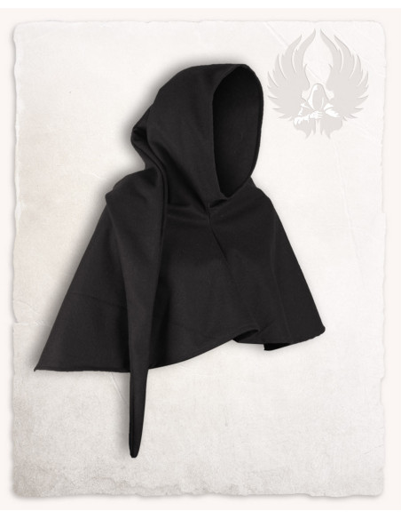 Gugel medieval em lã preta modelo Benson