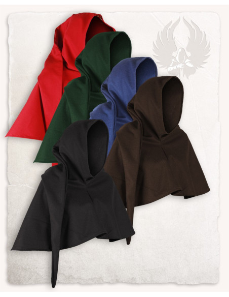 Gugel medieval em lã preta modelo Benson